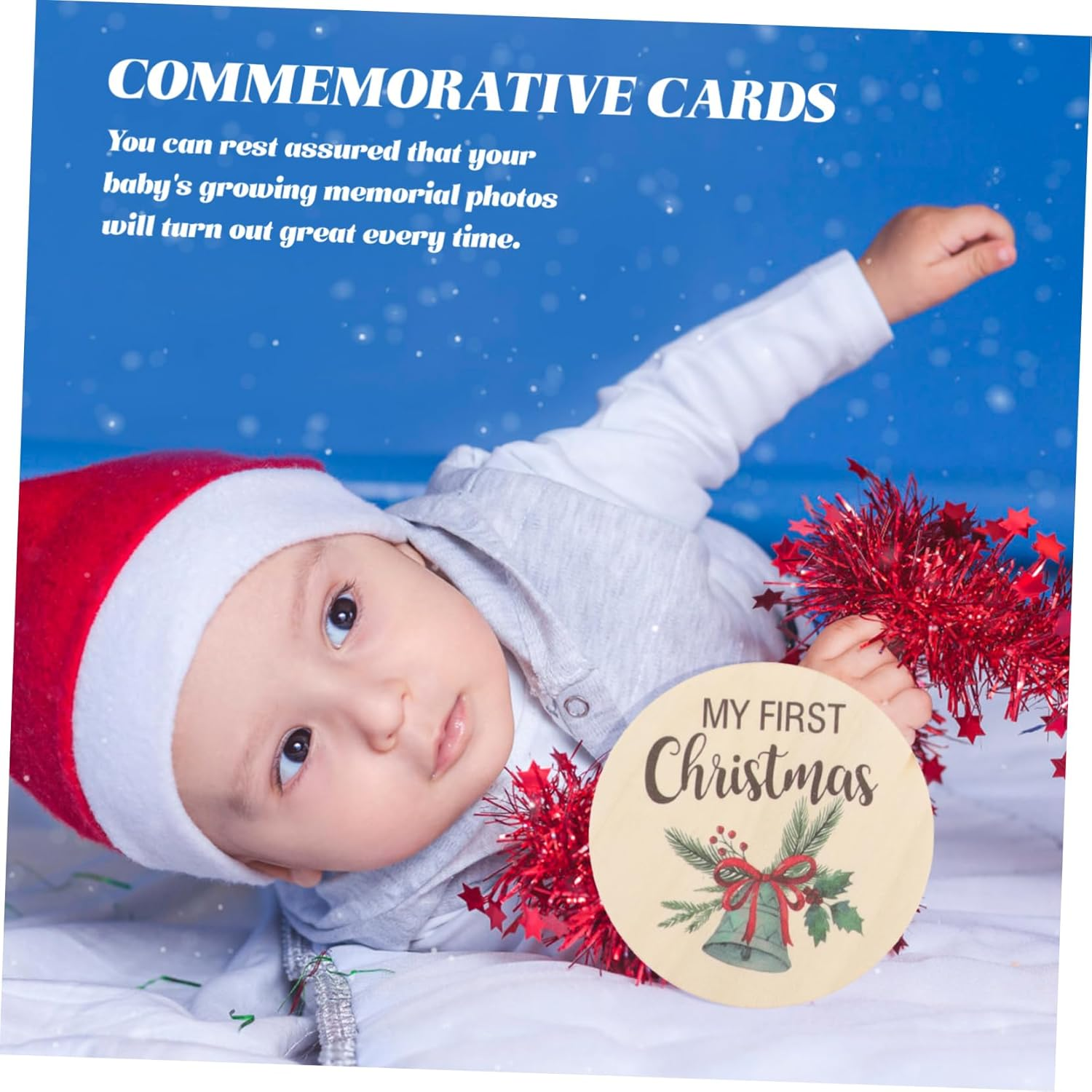 ERINGOGO Wooden Milestone Signs Birth Announcement Cards Months Milestone Wall Decor image number 2