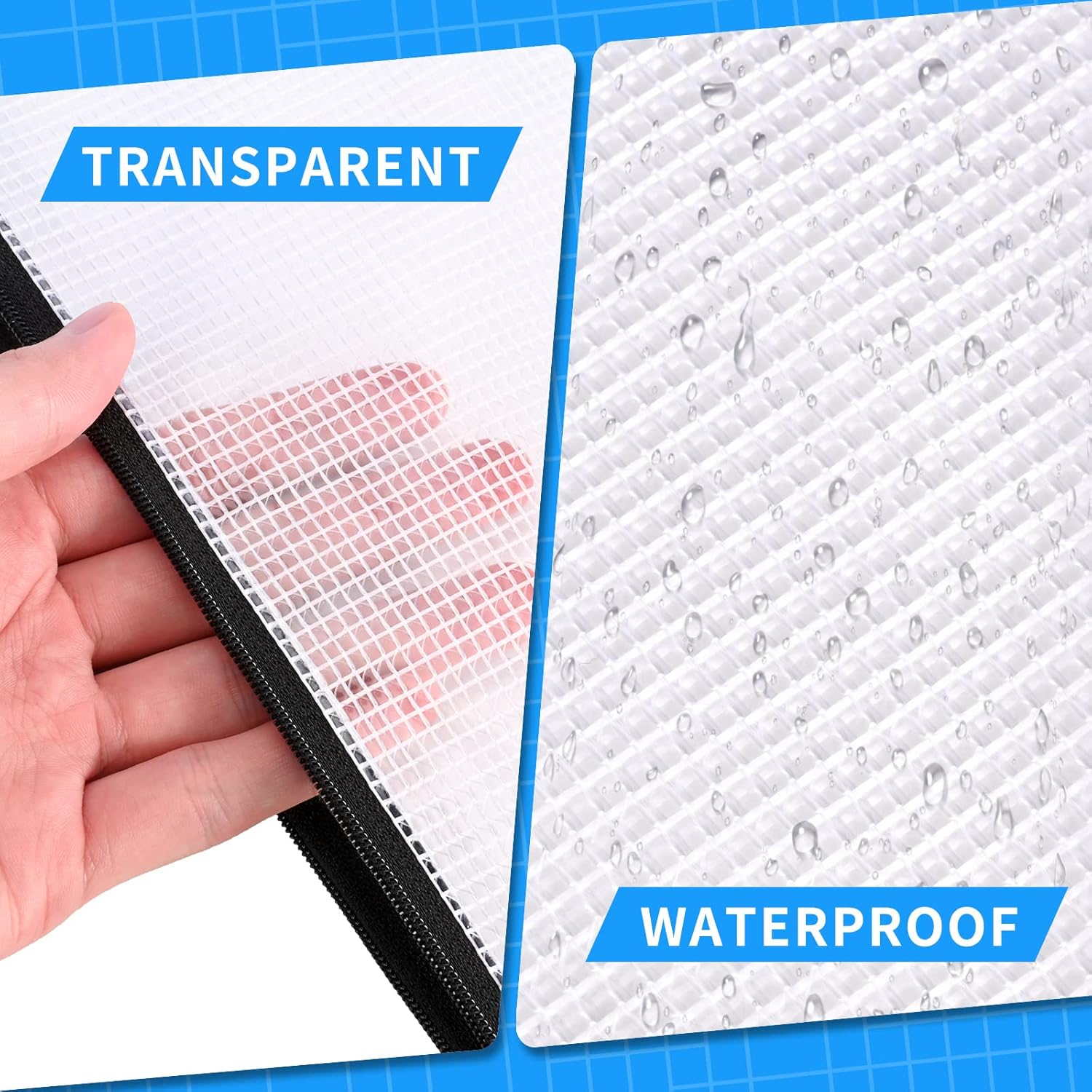 12Pcs B4 Zip Wallets, B4 Plastic Mesh Zipper Pouches,Clear B4 Zip Lock Document Folder File Folder image number 3