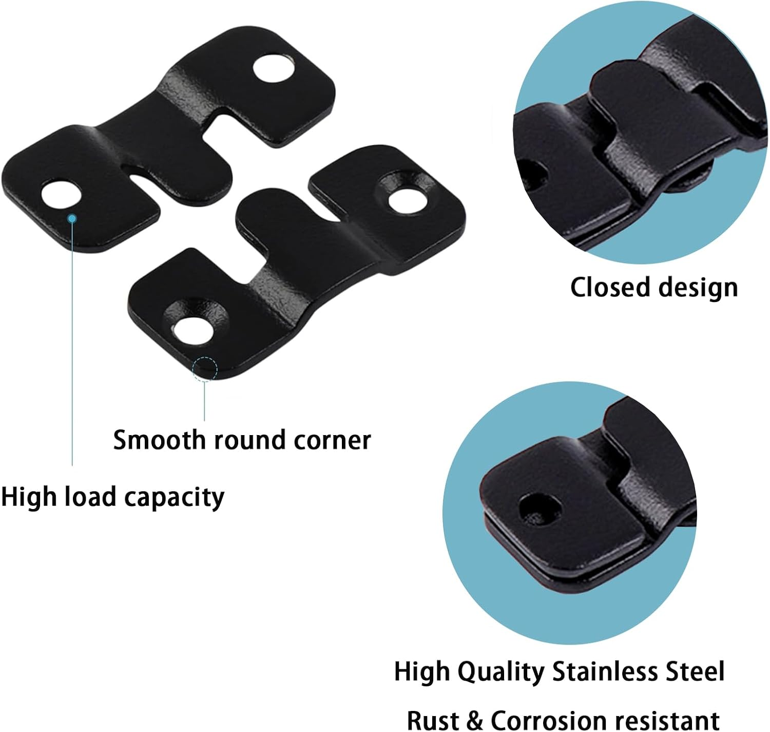 Ymaiss 50Packs Stainless Steel Flush Mount Bracket, Interlocking Photo Frame Hook 44X19Mm Heavy Duty Picture Hangers, Z Clip Bracket, Furniture Connector for Photo Mirrors Wall Mount Hardware Black image number 1