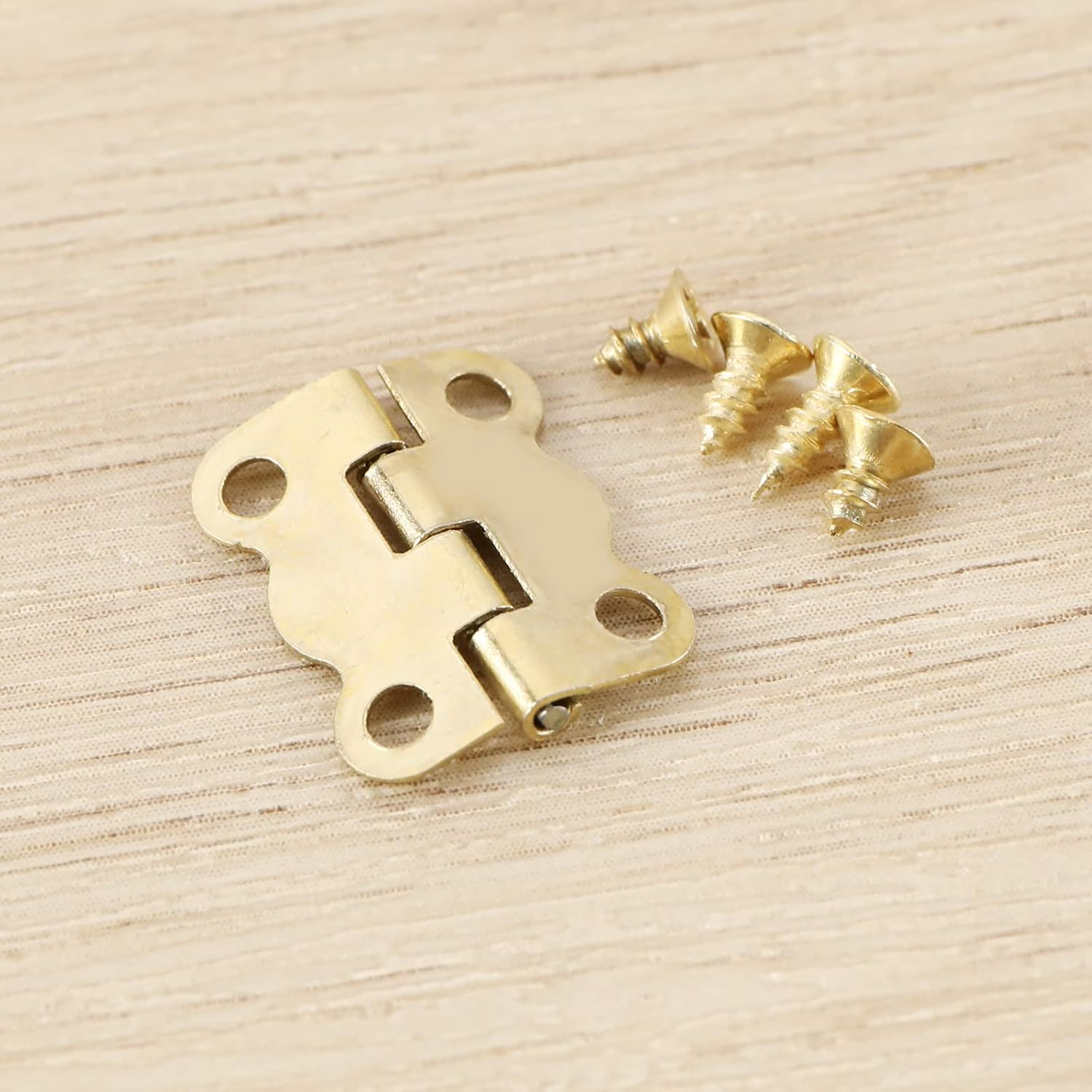 Ecsing 50Pcs Vintage Butterfly Hinge Retro with 200Pcs Screws - Replacement Furniture Cabinet Drawer Door Hinges for Wooden Jewelry Box 16X13Mm Gold image number 5