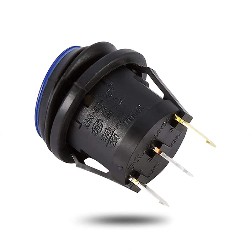 AIMALL 5Pcs 12V 20A SPST On/Off round Rocker Switch with LED, Waterproof for Car, Boat, and Marine Accessories, Easy Install, 0.59" X 1.38" image number 1