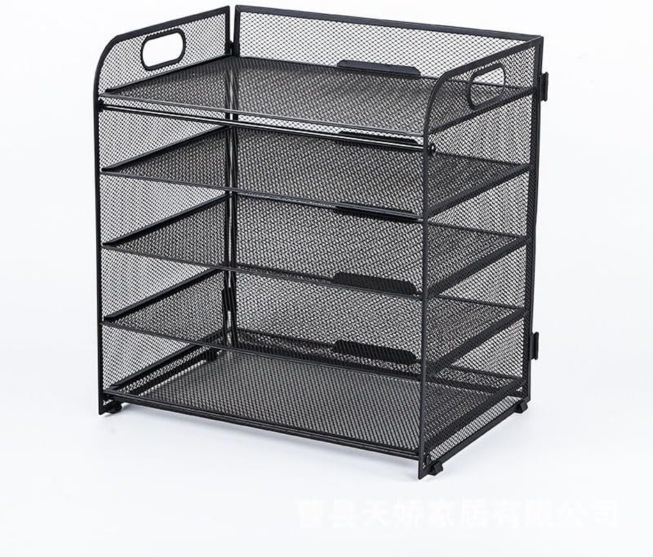 5-Tier Mesh Desk File Organizer with Handle &ndash; Black Letter Tray for Office, Home, School,Paper Sorter & Document Organizer (Black) image number 4