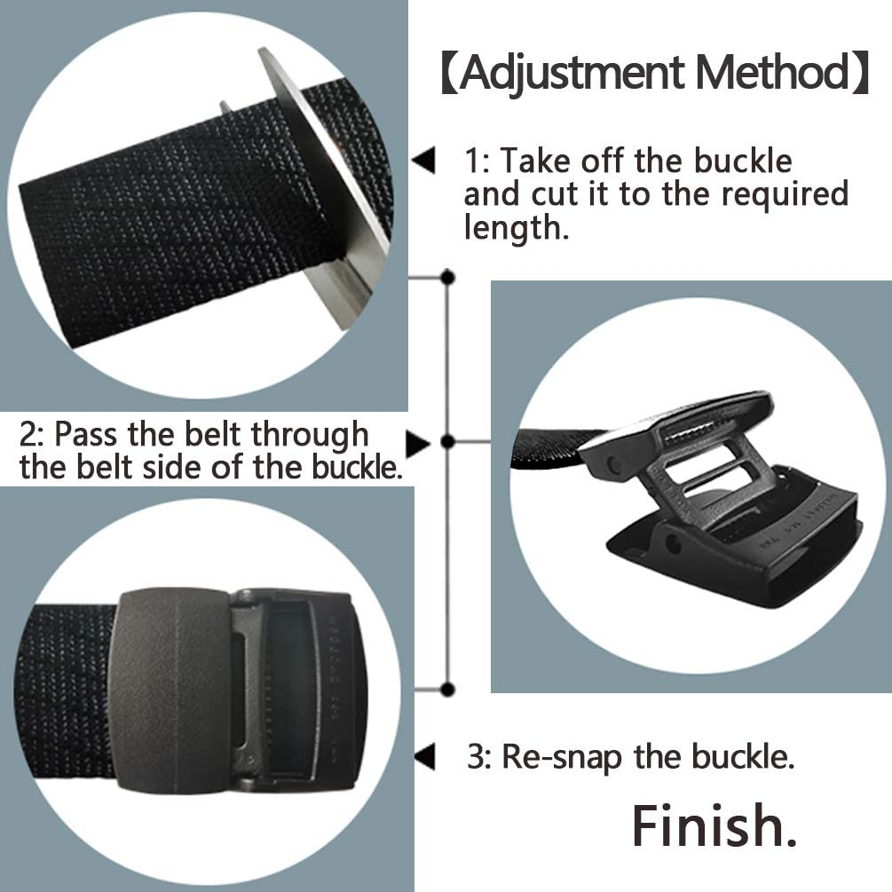 Lionvii Belts for Men - Fashion Belt Man Nylon Fabric for Casual Jeans Outdoor - Adjustable Trim to Fit 28-49" Waist - Black Track image number 2