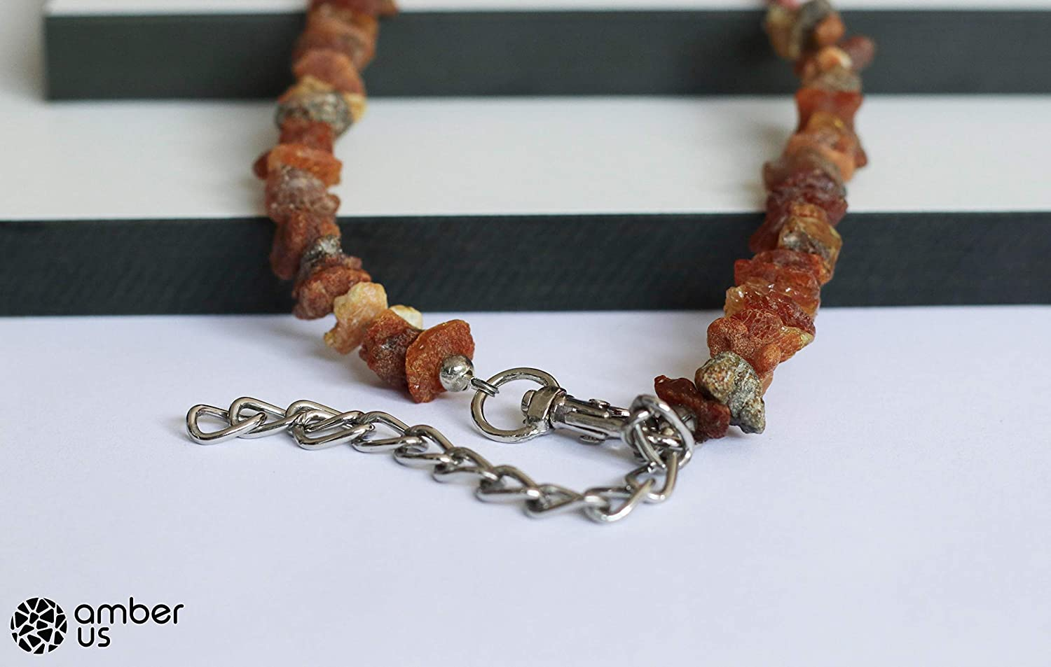 Amber Necklace for Dogs Made of Raw Baltic Amber Decorated with Amethyst Tick Collar Amber against Ticks Tick and Flea Protection Collar (55-60 Cm) image number 2