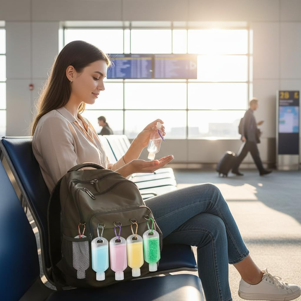 Refillable Travel Bottles for Toiletries, Leak Proof Squeeze Containers with Carabiner Clip, 5-Pack 50Ml BPA Free PETG Silicone Lids, for Shampoo Conditioner Lotion (5 Colors)- Damaill image number 2