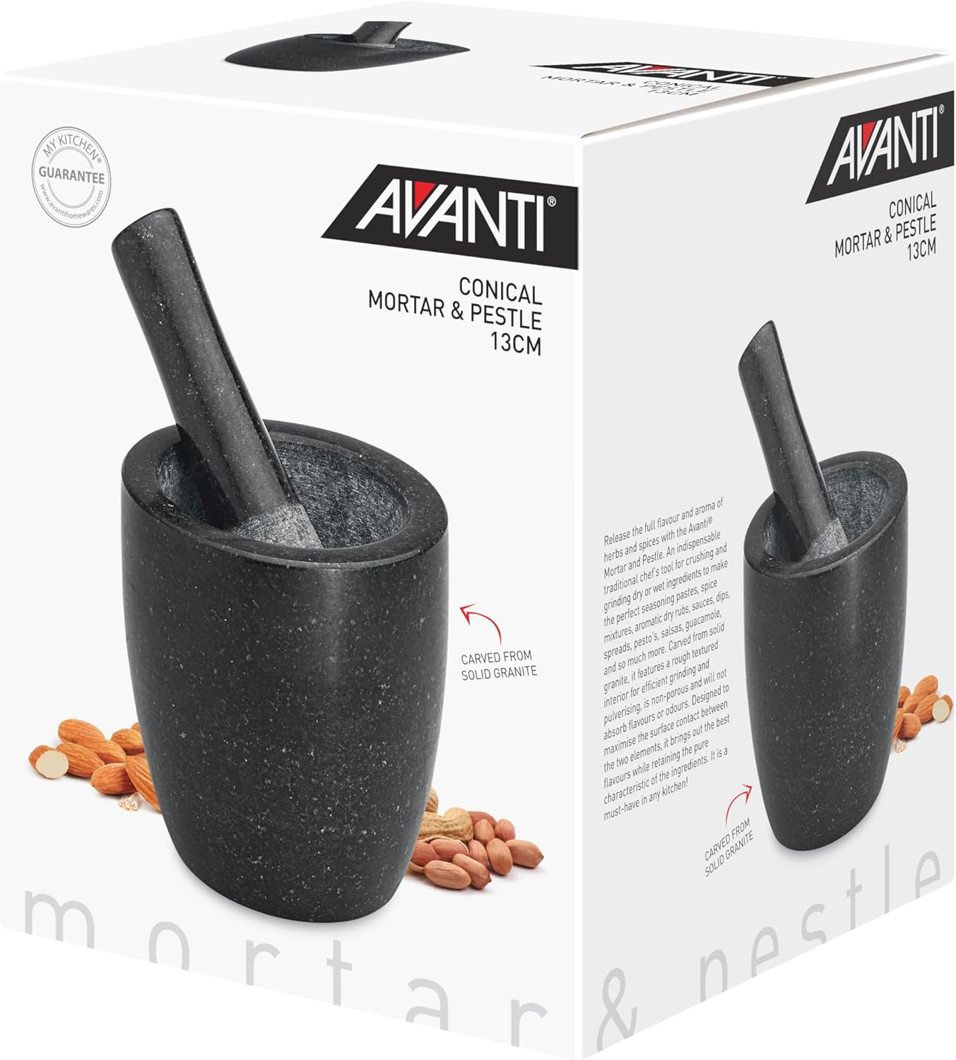 Avanti Conical Mortar and Pestle, Black, 13 Cm Height