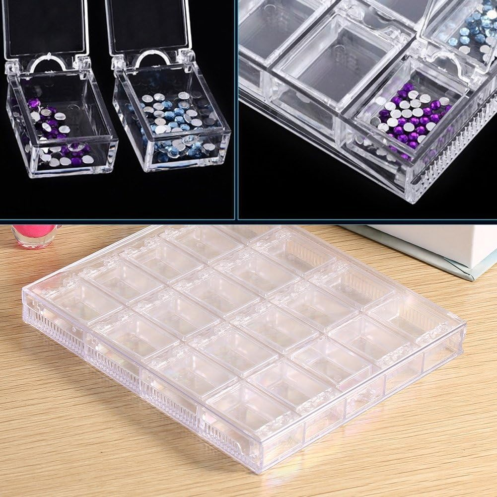 Betued Nail Art Box, 20 Grids Nail Decoration Box, Transparent Acrylic Nail Art Decorations Storage Box Jewelry Organiser for Diamond Embroidery Rhinestones Craft Bead Storage Tool image number 2