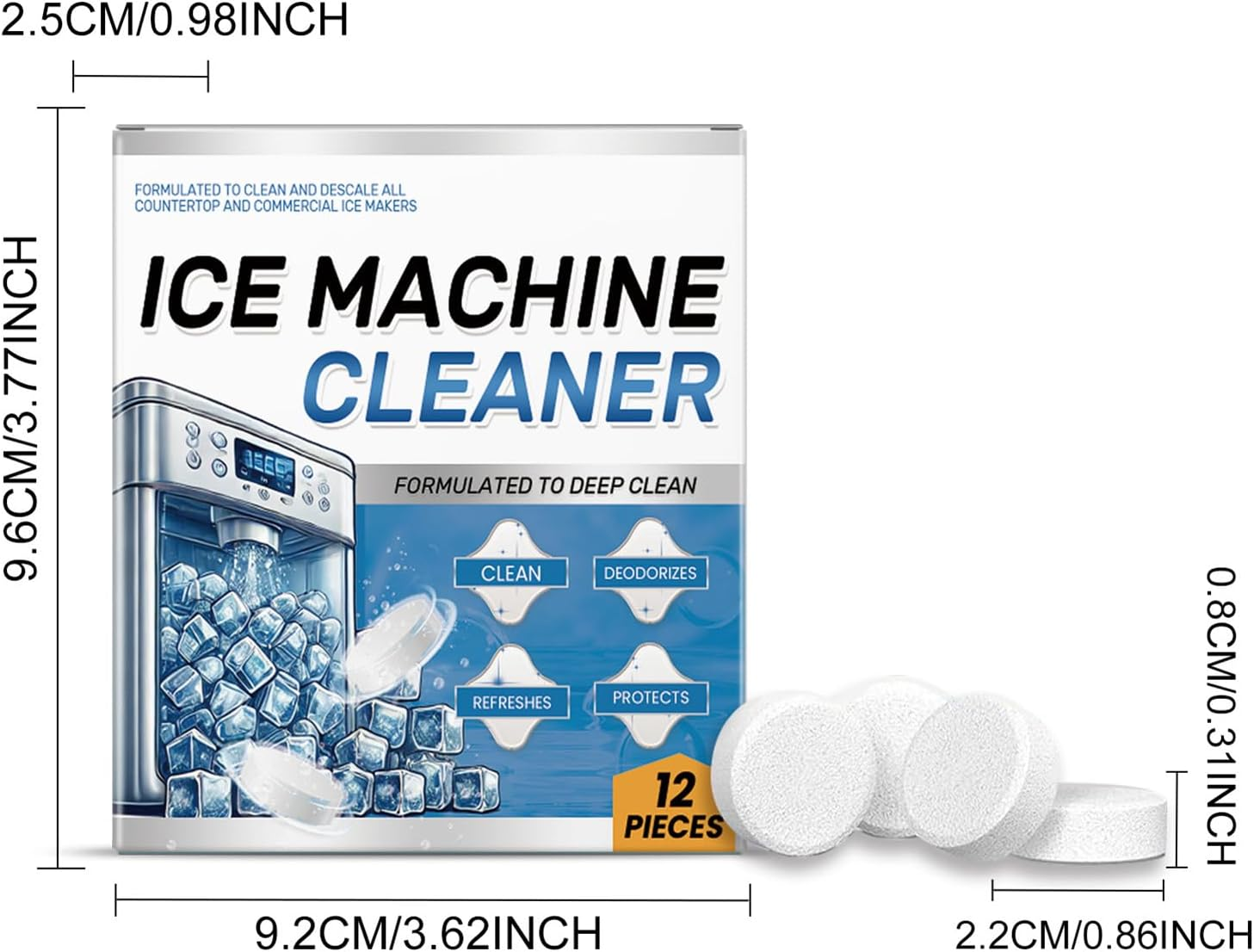 12 Pieces Ice Maker Cleaner Tablets | Multifunctional Cleaning Tool | Portable Kitchen Gadgets for Daily Maintenance | Appliances Supplies for Home, Restaurants image number 5