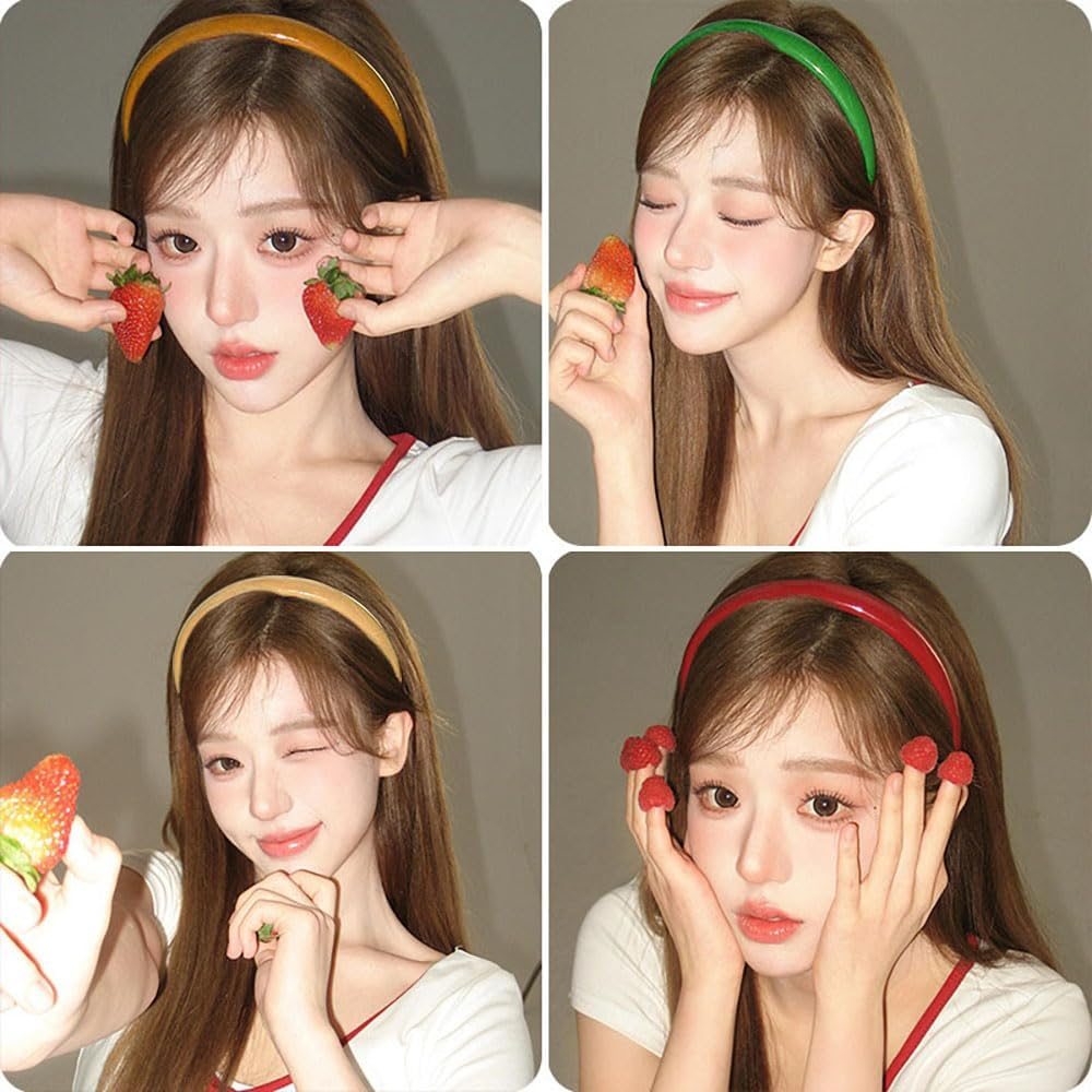 Pack of 4 Cute Headbands, Women'S Plastic Headband, Women'S Headband with Tooth Comb, Colourful Hair Band, Women'S Non-Slip Headband, Women'S Cute Retro Hair Bands, Headbands, Women'S Hair Band, Women image number 6