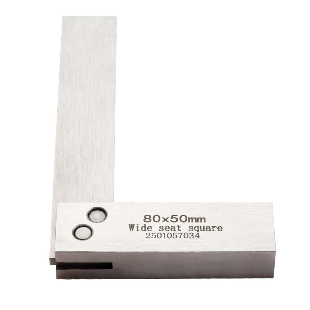 Yakamoz Machinist Square Set, Precision Engineer Wide Seat Square 90 Degree Right Angle Ruler Wide Base Tool, Carbon Steel L-Type Testing Measuring Tool for Woodworking (80 X 50Mm) image number 6