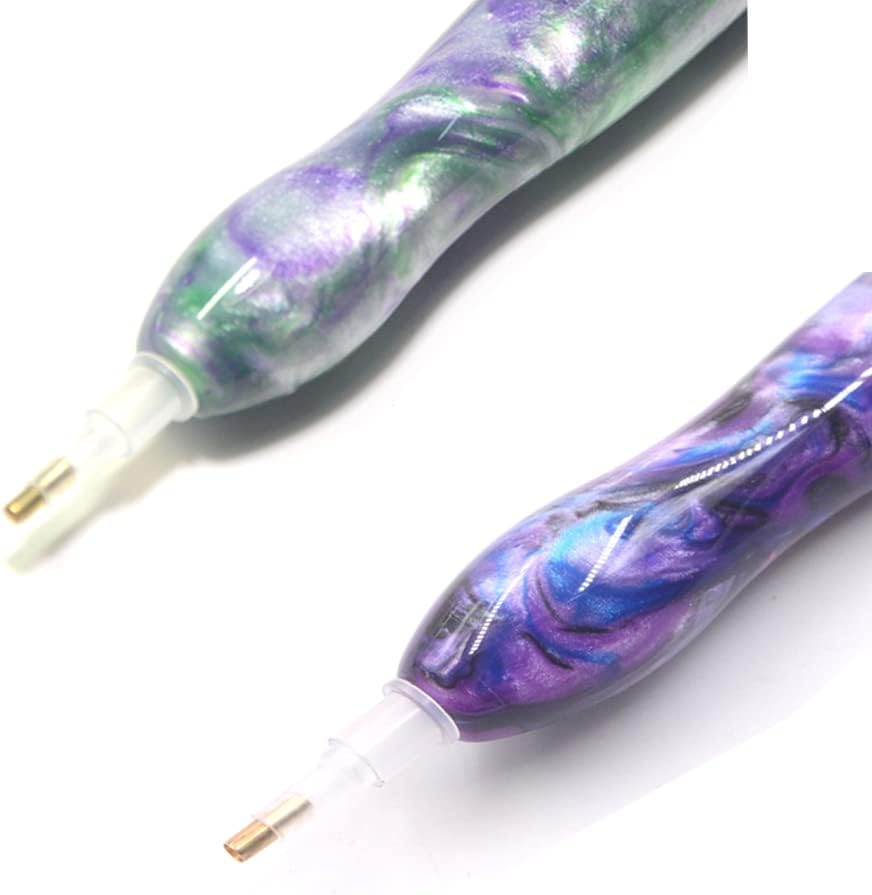 Praise V Do 2PC Diamond Painting Pen, Diamond Art Pen, Diamond Painting Drill Pen Only, Handmade Resin 5D Diamond Painting Art Pen Kits Tool Accessories Nail Stylus (Purple Orchid) - 7Colors image number 2
