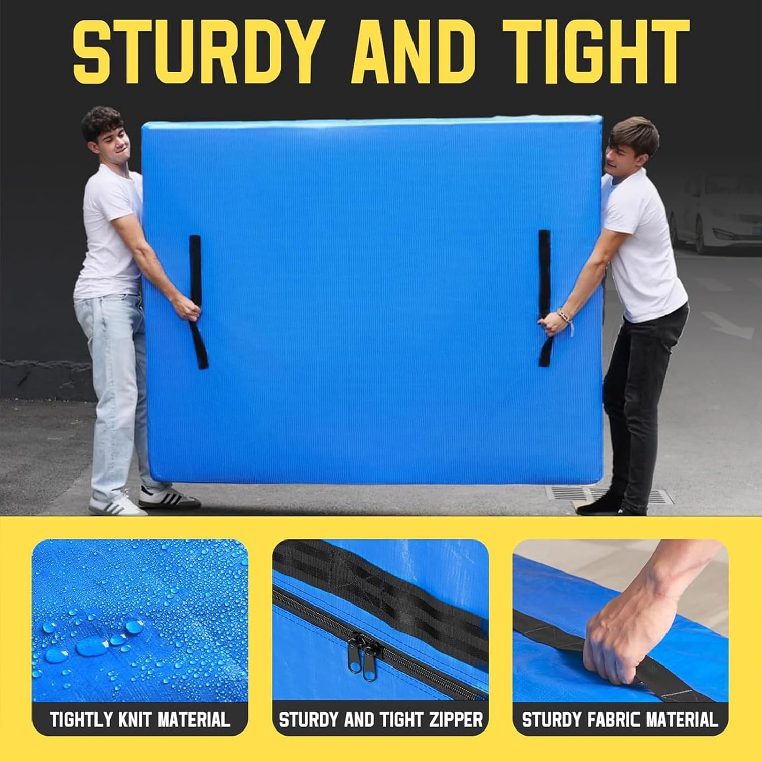 Mattress Bags for Moving, Sleep Surface Protector Waterproof Sleep Surface Cover King Size Storage Bags,Bedding Cover for Moving with Reinforced Handles and Zipper Closure (208X160X38Cm) image number 3