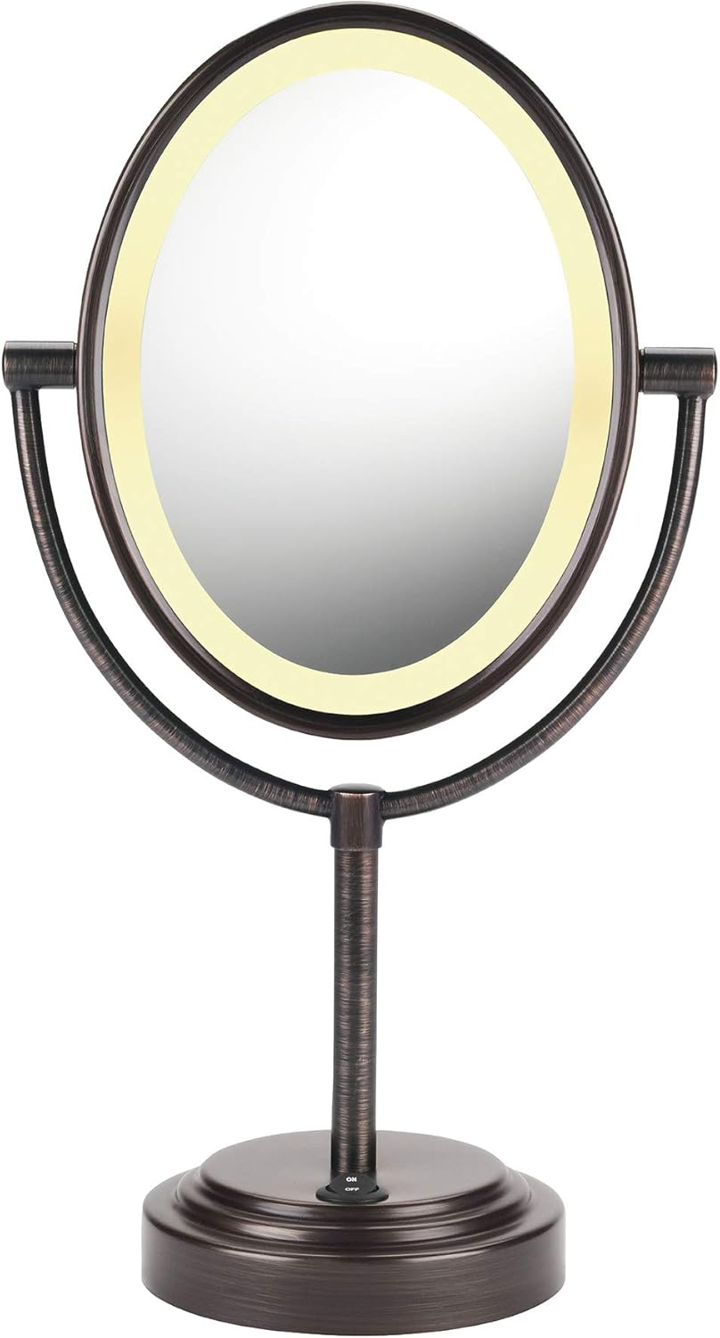 Conair Lighted Makeup Mirror, LED Vanity Mirror, 1X/7X Magnifying Mirror, Double Sided, Corded in Polished Chrome