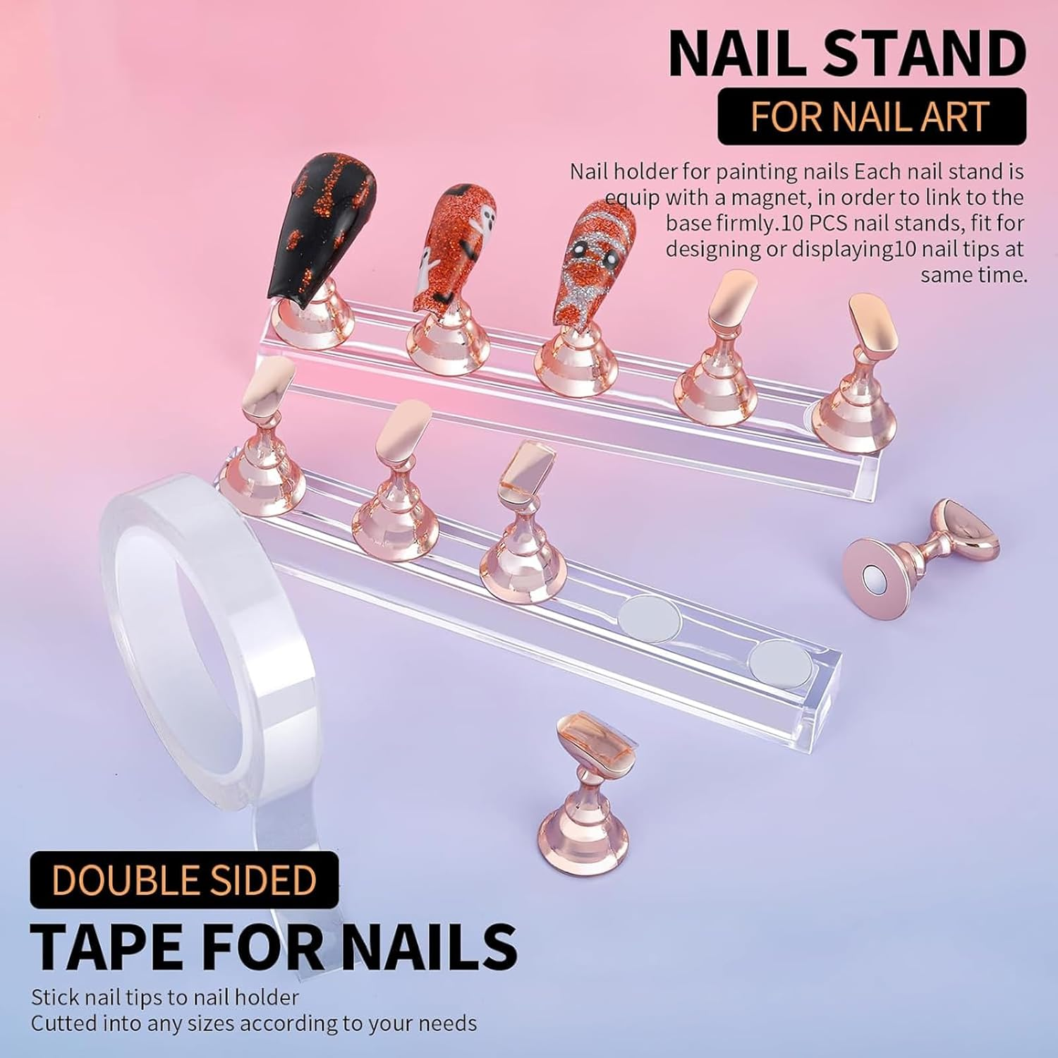 34 Pcs Nail Art Tools, Nail Brush, 15 PCS Nail Art Brushes, 5 PCS Nail Dotting Tool, Nail Stand, Nail Holder for Painting Nails, Press on Nail Stand, Nail Tools, Nail Design Tools image number 3