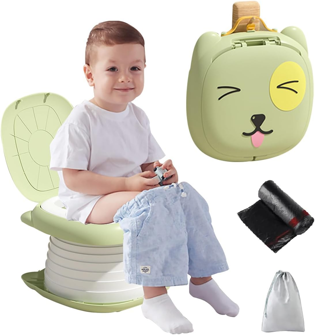 ZONEY Portable Potty, Travel Foldable Training Toilet for Car Camping Indoor Outdoor Bathroom, Kids Training Toilet for Boys Girls Baby Toddler (Pink)