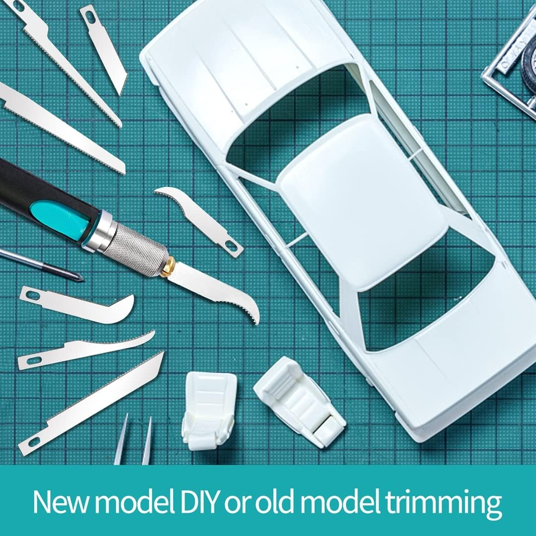 Prozwee Model Craft Hand Saw Kit(With 14PCS Saw Blades),Modeling Knife Hacksaw Tool,Diy Mini Razor Saw Kit for Handcrafted, DIY Models and Other Fine Cutting image number 4