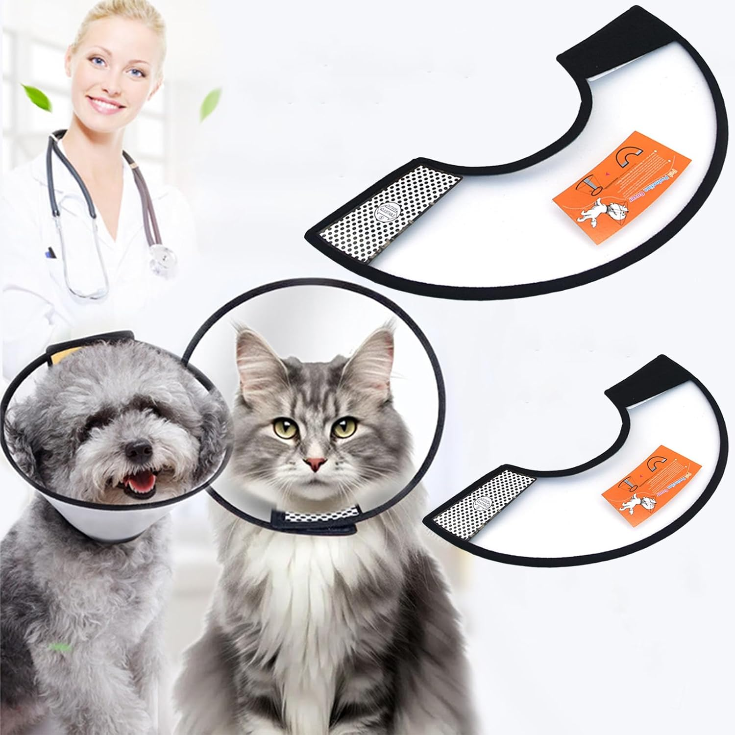 2PCS Pet Dog Cat Cone Protective Collar, Pet Cone Collar for Anti-Bite Anti-Licking Wound Healing after Surgery, Reusable Dog Recovery Collar, Adjustable Cone Collar for Medium Small Sized Cats Dogs image number 5