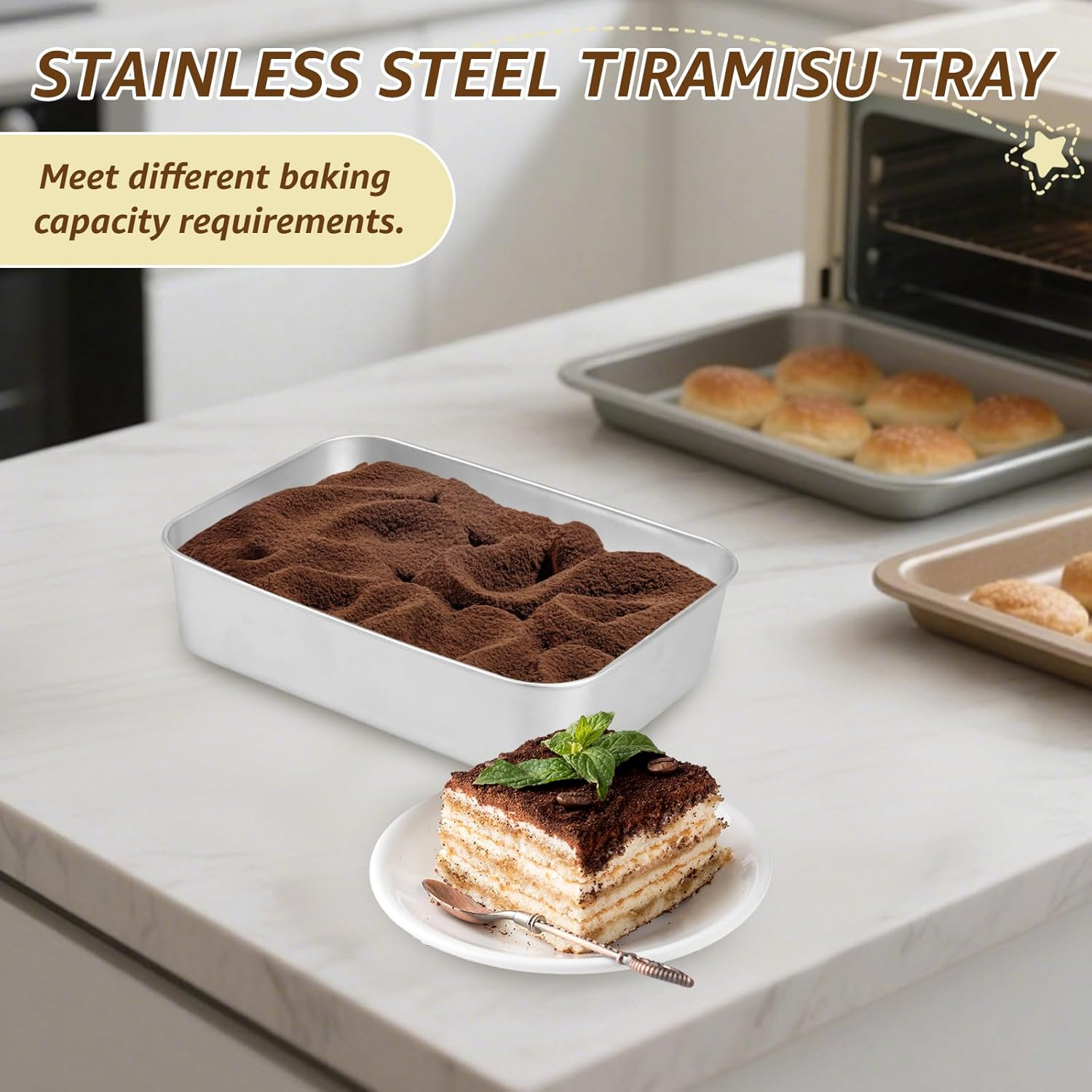 ZFLYCANP Stainless Steel Bread Loaf Pan with Lid, Rectangle Loaf Pan, Flat Bottom for Perfect Shaping without Collapse, Multipurpose Baking Bakeware for Baking Bread Party Dessert (Small)