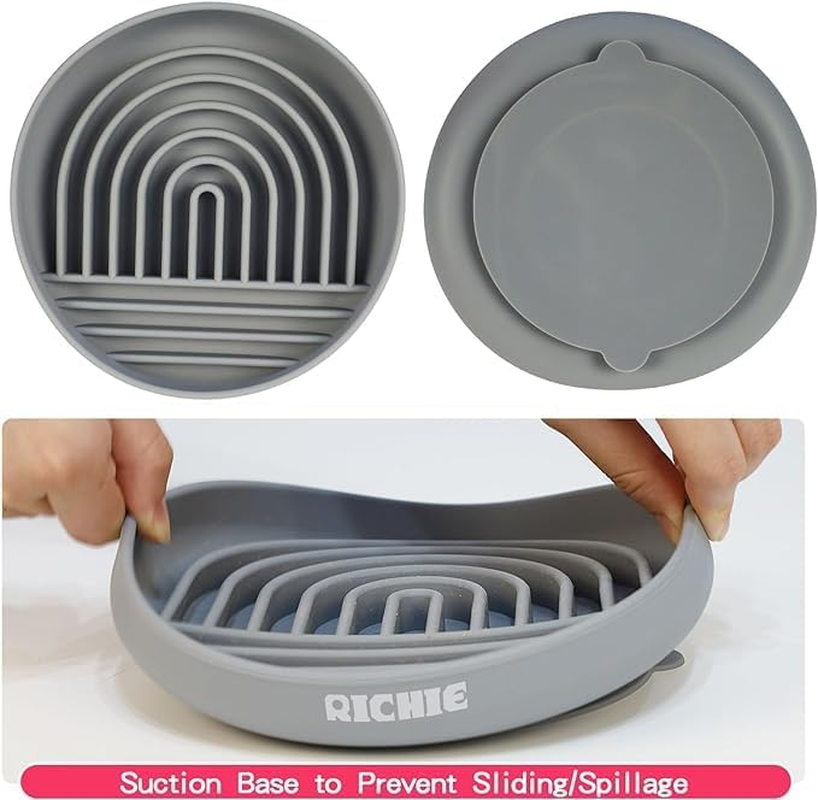 Dog Slow Feeder Bowl, Silicone Slow Feeder Dog Bowls for Healthy Eating,Puppy Slow Feeder Non-Slip Design Dishwasher Microwave Safe (Grey) image number 3