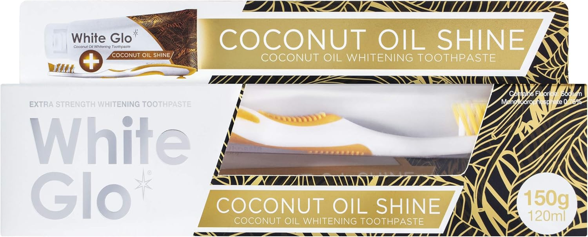 White Glo Coconut Oil Whitening Toothpaste, Refreshing Coconut & Mint Flavour, Premium Fluoride, Holistic Oral Care, Infused Luxurious Coconut Oil for Sparkling White Teeth and Ultimate Clean - 150G image number 2