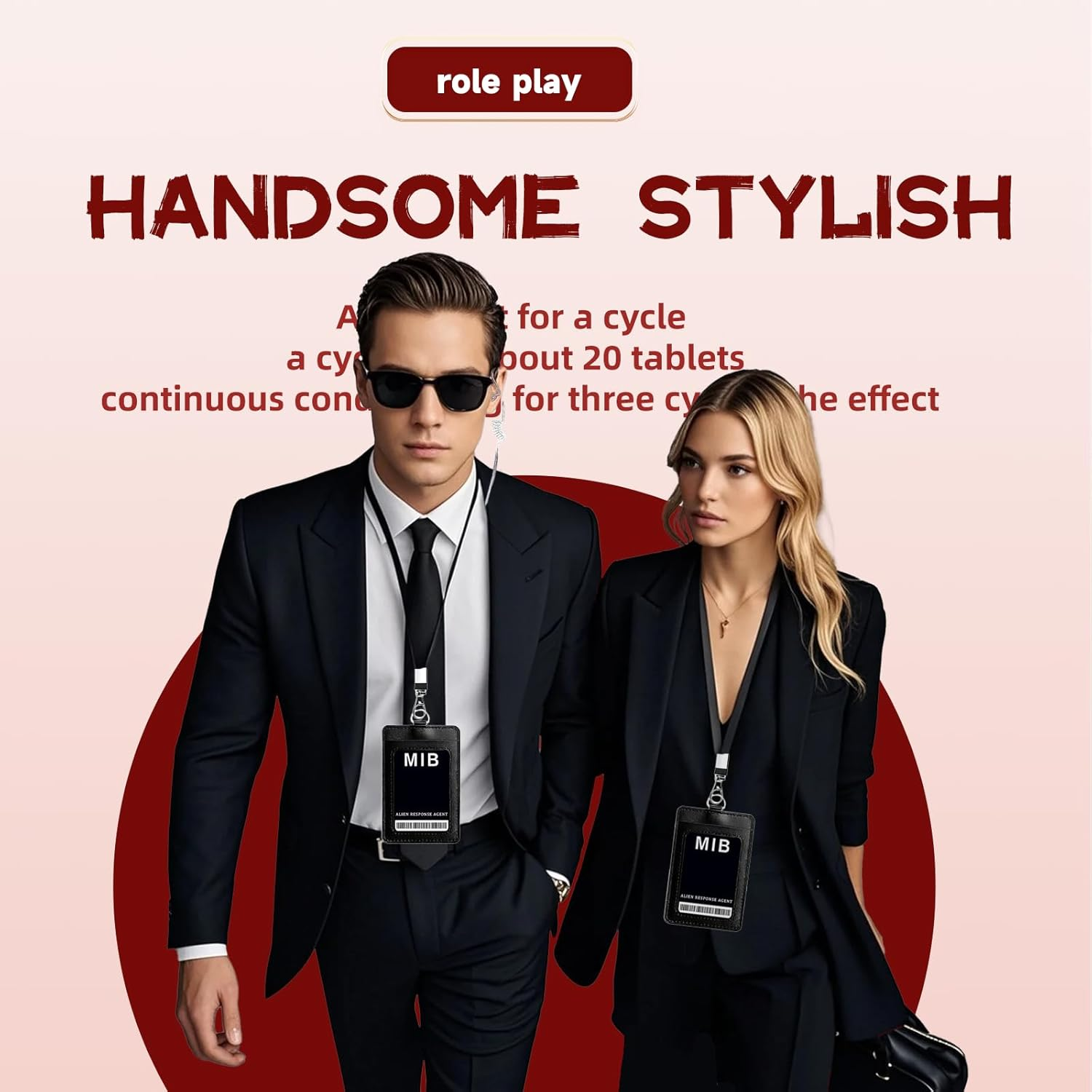 Pack of 5 Agent Costume Accessories Complete Spy Roleplay Set with Realistic ID Badge Black Sunglasses Walkie Ta Lkie Tie for Halloween Cosplay