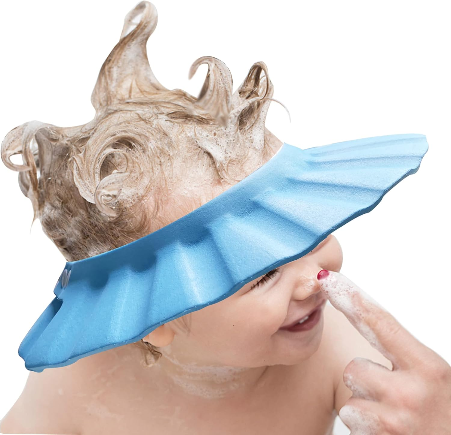 Baby Shower Cap Soft Adjustable Baby Bath Head Cap Visor for Washing Hair Shower Bathing Protection Bath Cap for Toddler, Baby, Kids, Children (Blue) image number 1