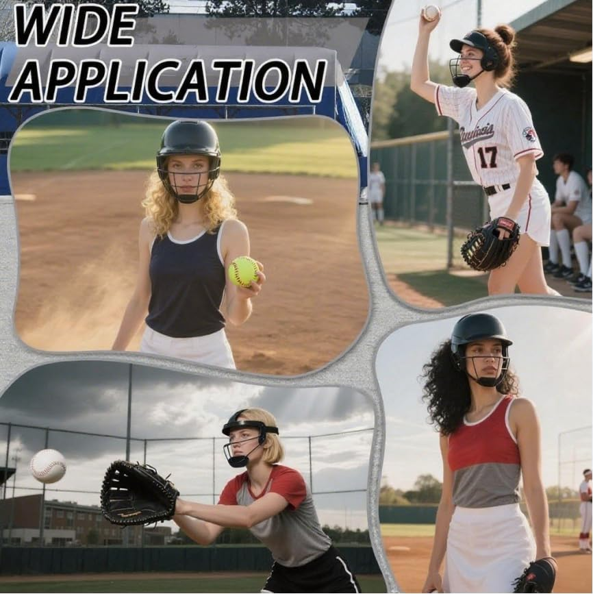 Softball Face Guard Helmet Padding, 2Pcs Softball Fielder'S Facemask Chin Cups, Comfortable Catchers Mask Chin Padding, Softballs Helmet Paddle Face Defense Mask Chins Pad image number 5