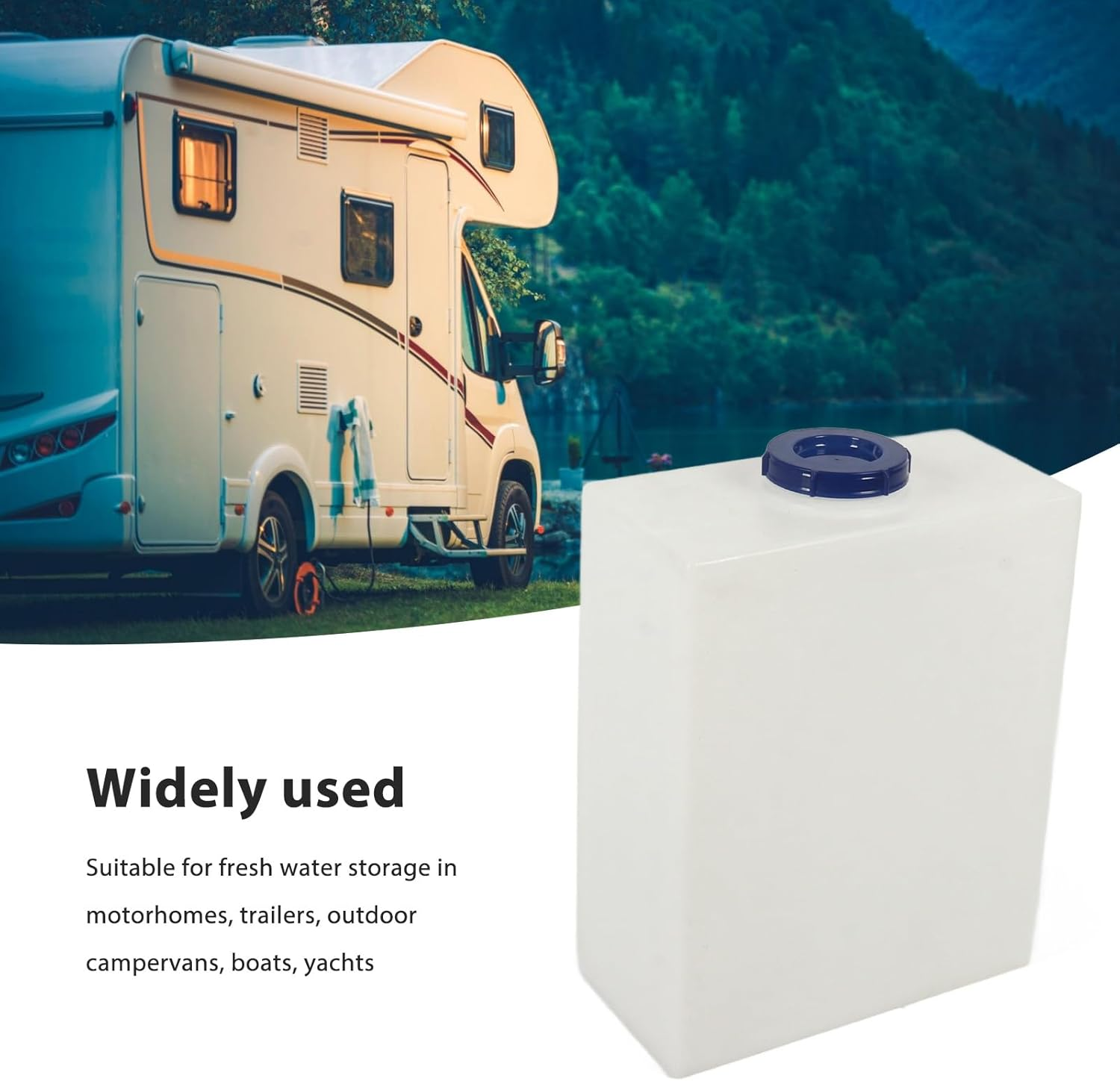 RV Water Tank, RV Fresh Water Tank 10 Gallon for Drinking and Potable Water, 19.7X15.7X7.9In Heat Cold Resistant Food Grade LLDPE Water Storage Tank for Trailers Boats Yachts image number 4