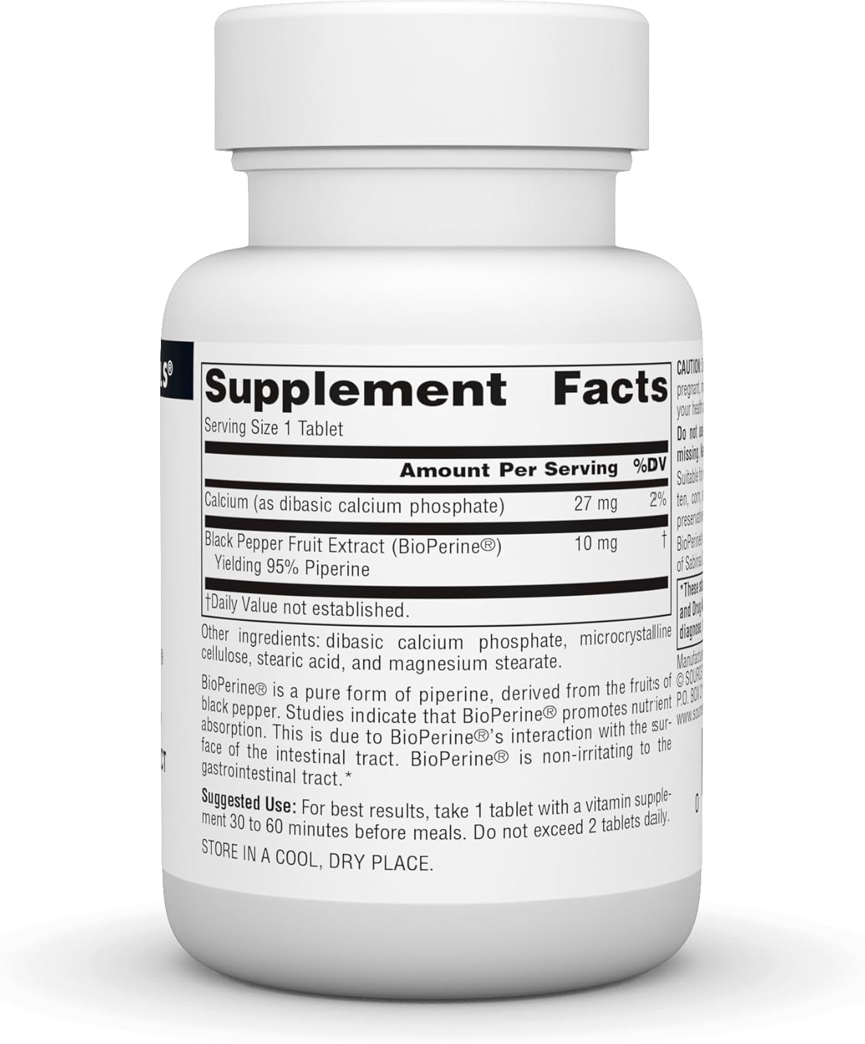 Source Naturals Bioperine - Black Pepper Fruit Extract, Promotes Nutrient Absorption - 60 Tablets image number 3