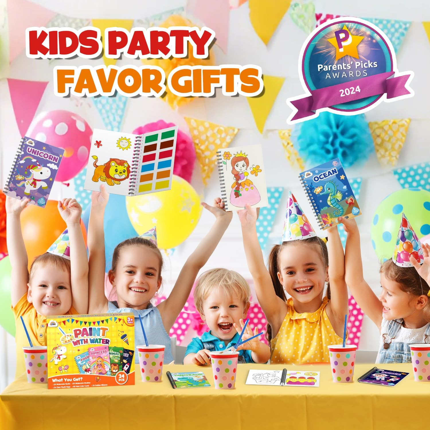 ZMLM 24 Water Coloring Books for Kids Party Favors - Bulk Mini Coloring Books for Kids Ages 4-8,Small Birthday Goodie Bag Stuffers School Teacher Return Gift Art Crafts Classroom Prizes (Classic) image number 1