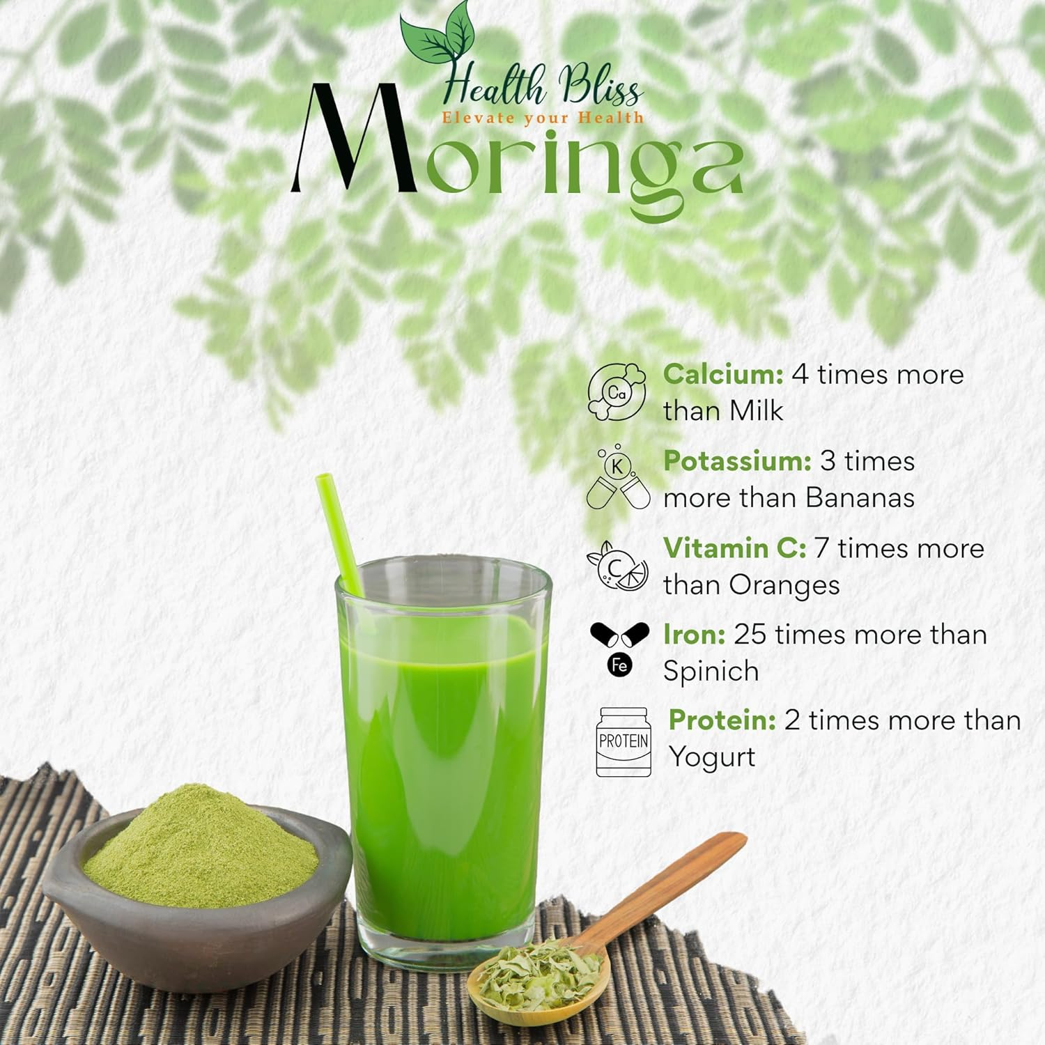 Health Bliss Organic Moringa Powder 200G &ndash; Pure Moringa Leaf Superfood | Natural Energy, Detox & Immune Support | Vegan, Non-Gmo & Nutrient-Rich Green Powder image number 4