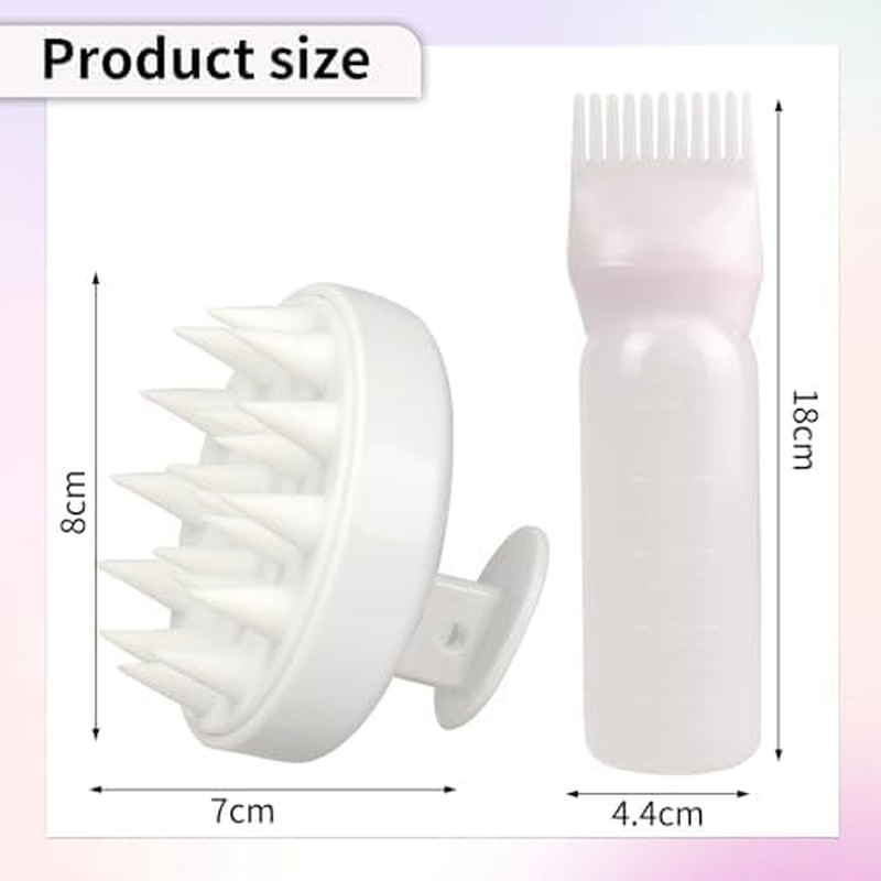 Hair Oil Applicator, 60 Ml Hair Oil Applicator, Hair Massage Brushes, Graduated Reusable Hair Dyeing at Home, Suitable for Hair Dyeing at Home, Hairdresser, Hairdressing Salon, White image number 5