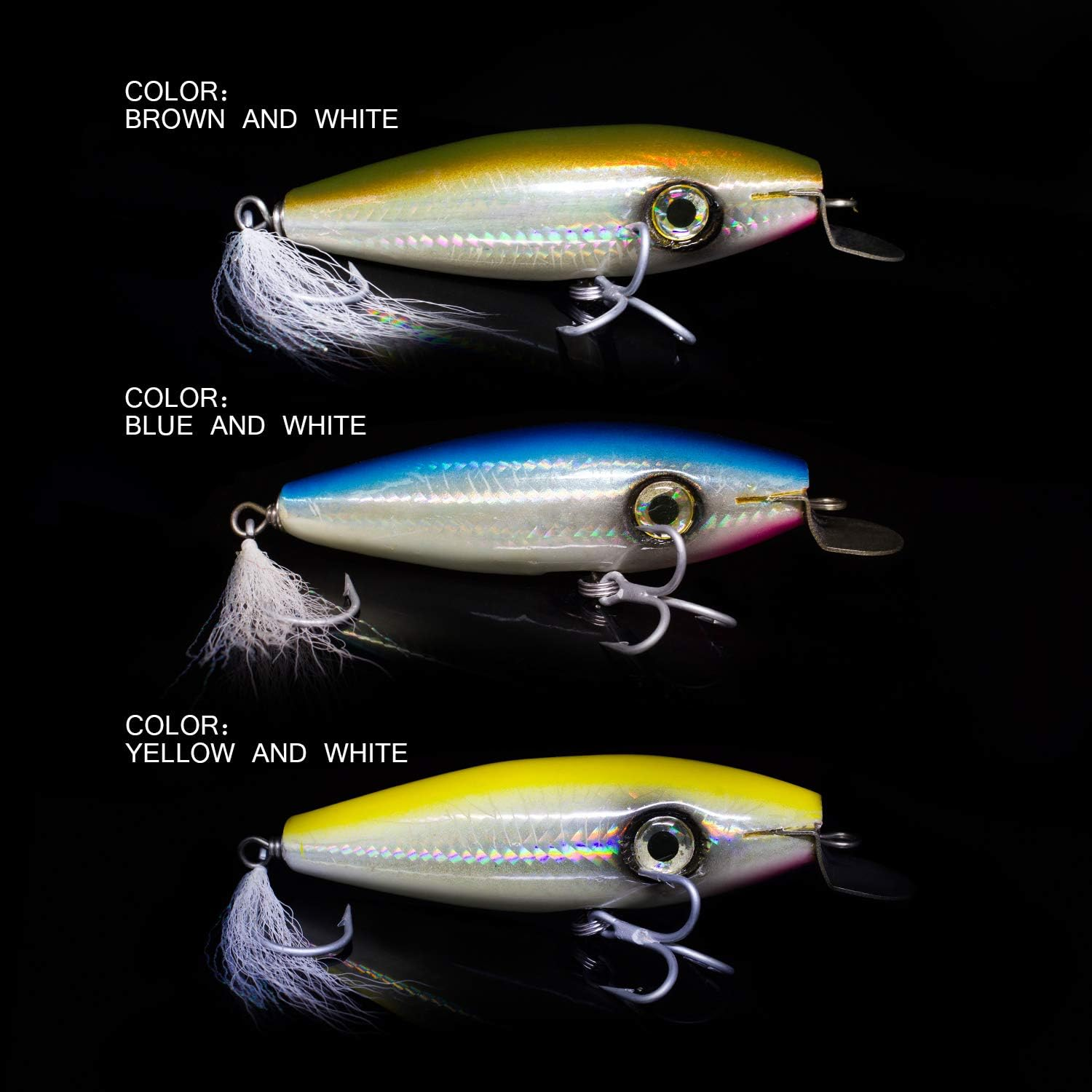 YZD Saltwater Trolling Fishing Lure Minnow Hard Bait 4.5'' Big Game Floating Topwater Crankbait Lure for Kingfish Tuna Mackerel Marlin GT Ulua Bait - Brown image number 2