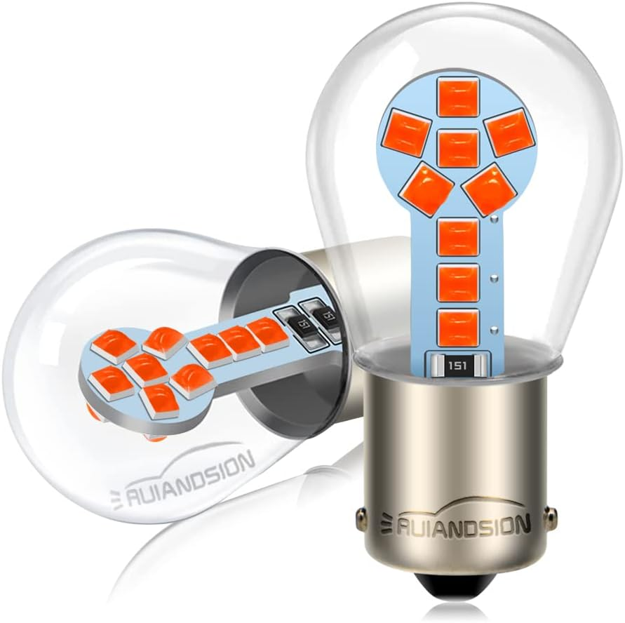 Ruiandsion 2Pcs 1157 BAY15D LED Bulb Red 2057 7508 12V Replacement for Car Brake Rear Stop Tail Lights,Non-Polarity