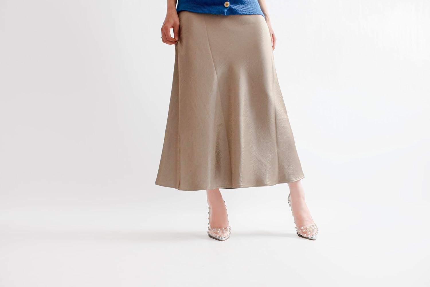 Iadore Women'S Pumps,11Cm Pointed Toe Women High Heel Shoes Fashion Pearl Studded PVC Clear Heels Party Dress Pump Shoes