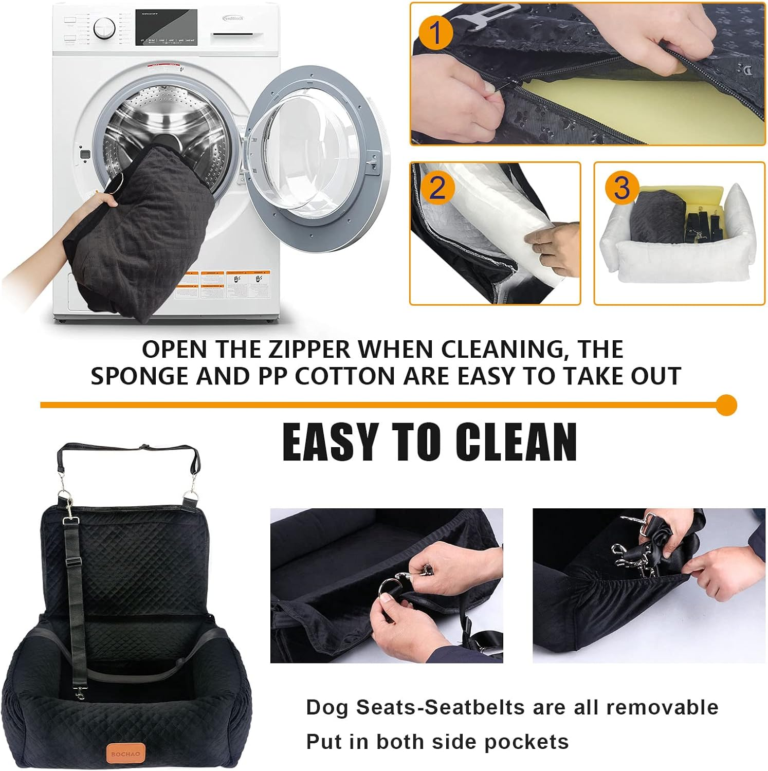 Pet Booster Seat for Medium Small Dogs - Multi-Function Dog Bed & Travel Bed, Comfortable & Safe, Removable & Washable, Fits Cars/Trucks/Suv