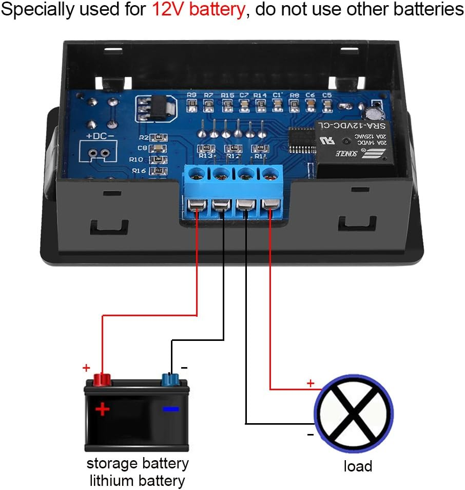 12V Battery Low Voltage Switch Controller - Battery under Voltage Cut off Automatic Switch on Undervoltage Controller - Low Voltage image number 3