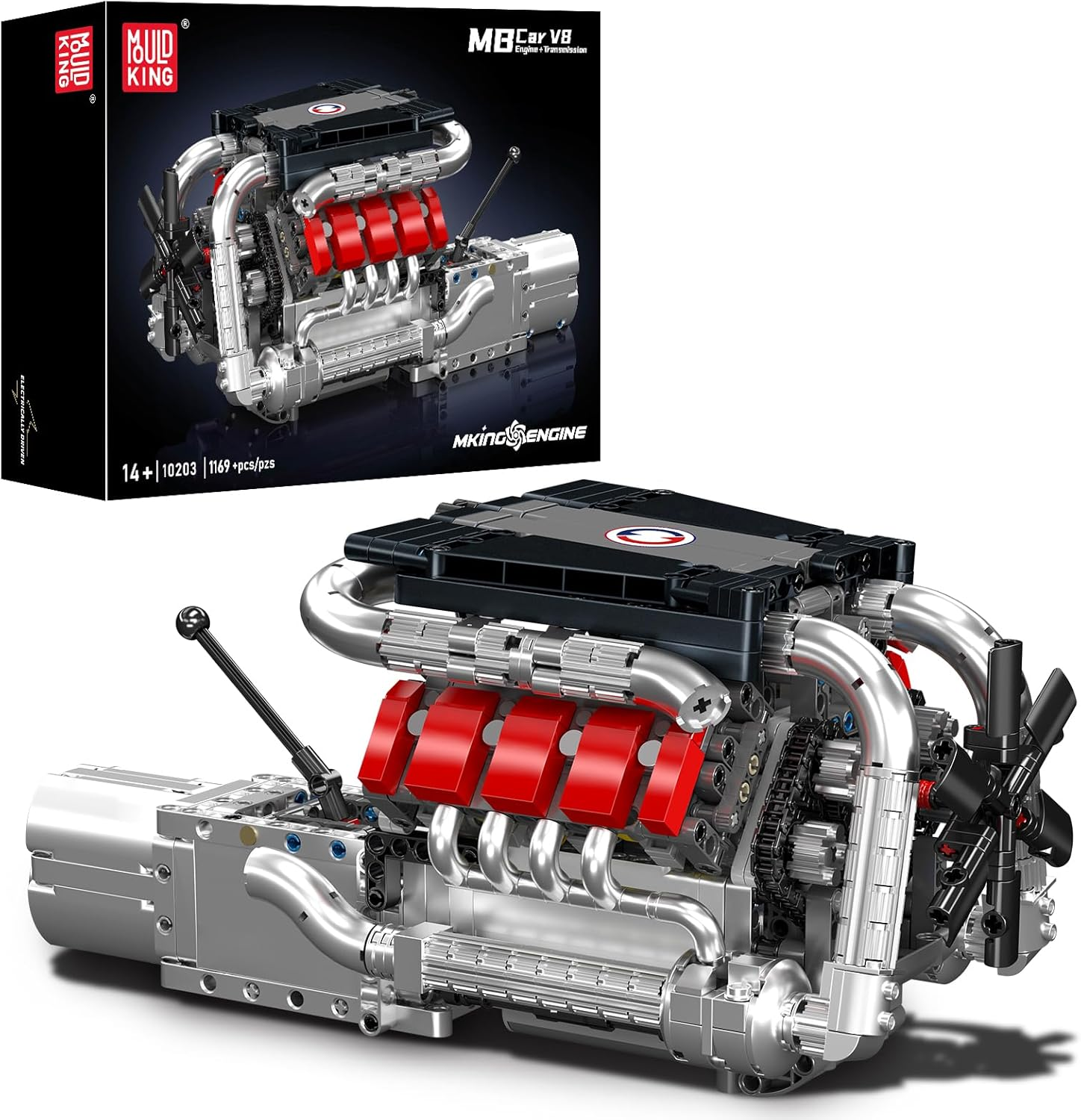 Mould King 10203 Technik V8 Engine Building Blocks Sets - Build Your Own V8 Engine with Gearbox for Adults, Car Engine Building Engineering Toys for Kids/Adults Collections(1169+ Pieces) image number 3