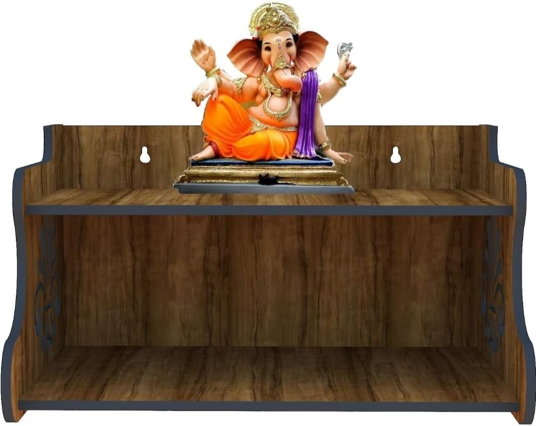 Generic Beautiful Small Wooden Home and Office Temple/Pooja Mandir Pooja Ghar/Wall Mounted Hanging Puja Temple Wood (15 CM /6 INCHES) Diy(Do-It-Yourself). image number 1