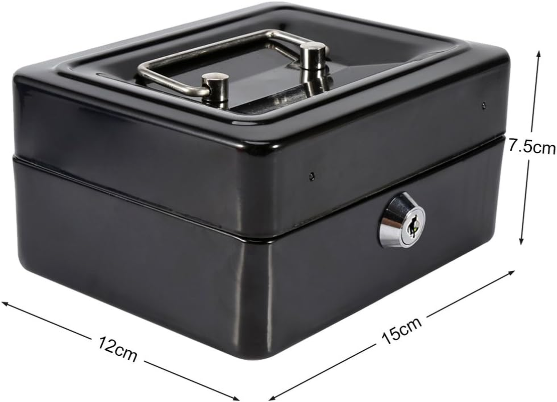Mini Safe Security Box Household Portable Steel Lockable Cash Money Box (Black) image number 3