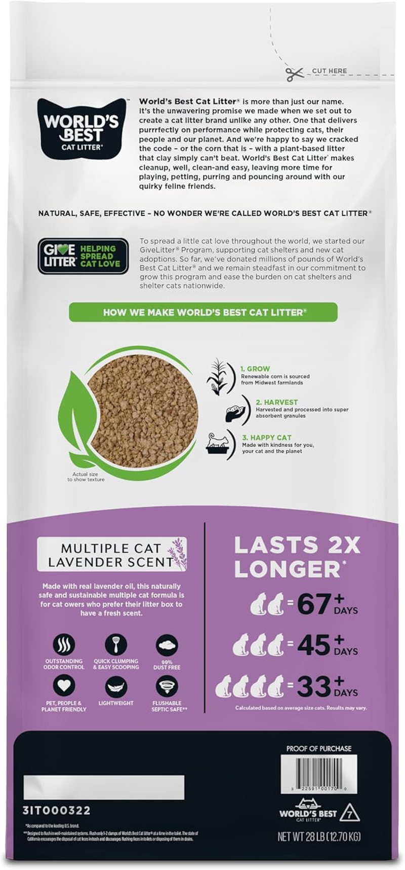 WORLDS BEST CAT LITTER LAVENDER 12.7KG