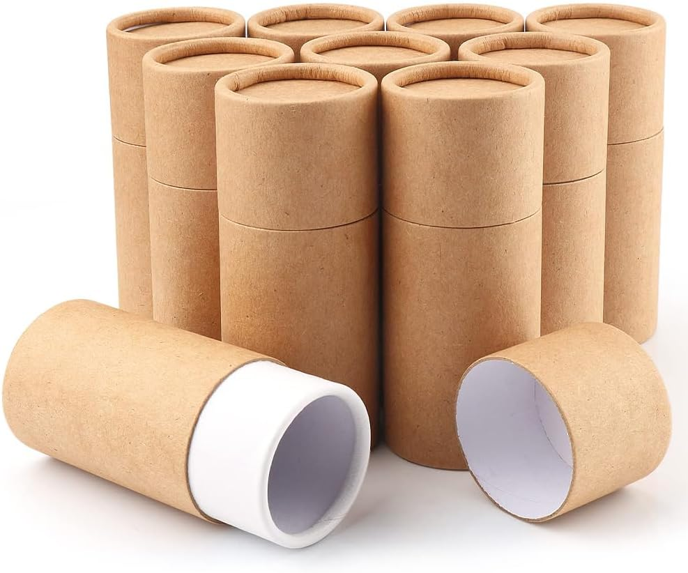 20PCS Kraft Paperboard Tubes with Lid, 0.35Oz/10Ml Empty Cardboard Deodorant Containers, round Paper Cardboard Boxes for Essential Oil Bottle Packaging image number 3