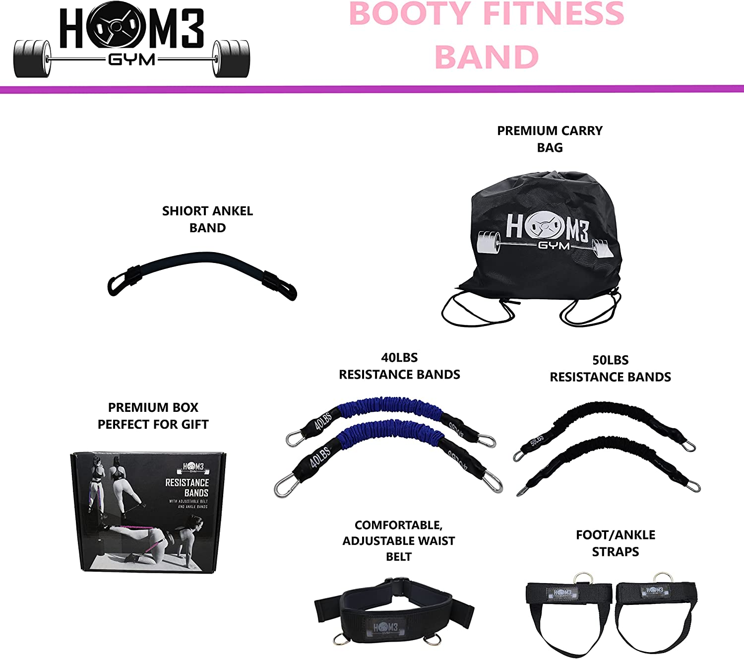 Booty Bands Vertical Jump with Adjustable Belt|2 Adaptable Levels of Resistance| Ideal Resistance Bands for Legs, Thigh and Butt | UNISEX |Training Exercise Equipment and Agility Training Strap image number 2