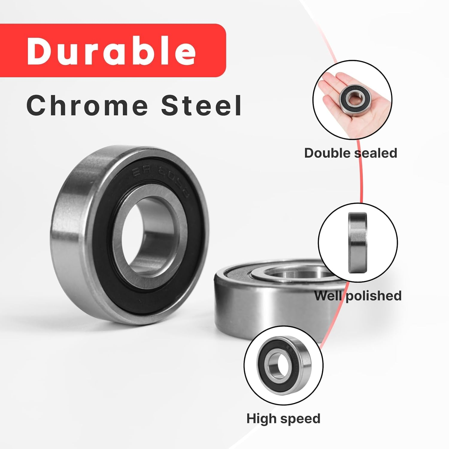 6203-2RS Deep Groove Ball Bearings 4Pcs, Double Sealed, 17X40X12Mm, Replacement for Motors & Equipment image number 1