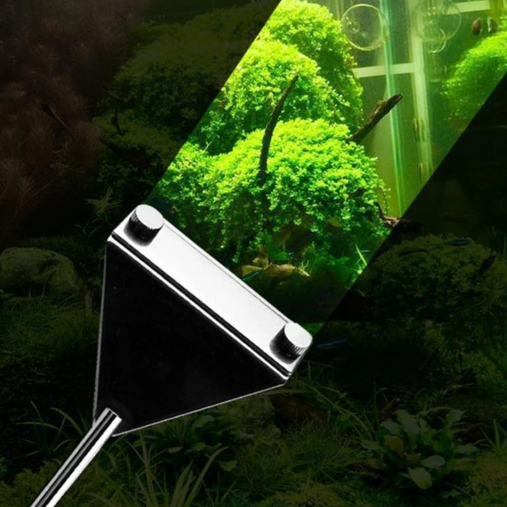 Poemtian Stainless Steel Algae Scraper Blade Fish Tank Glass Cleaner, Extendable Handle, with 10 Blades for Glass Aquarium Fish Tank image number 3