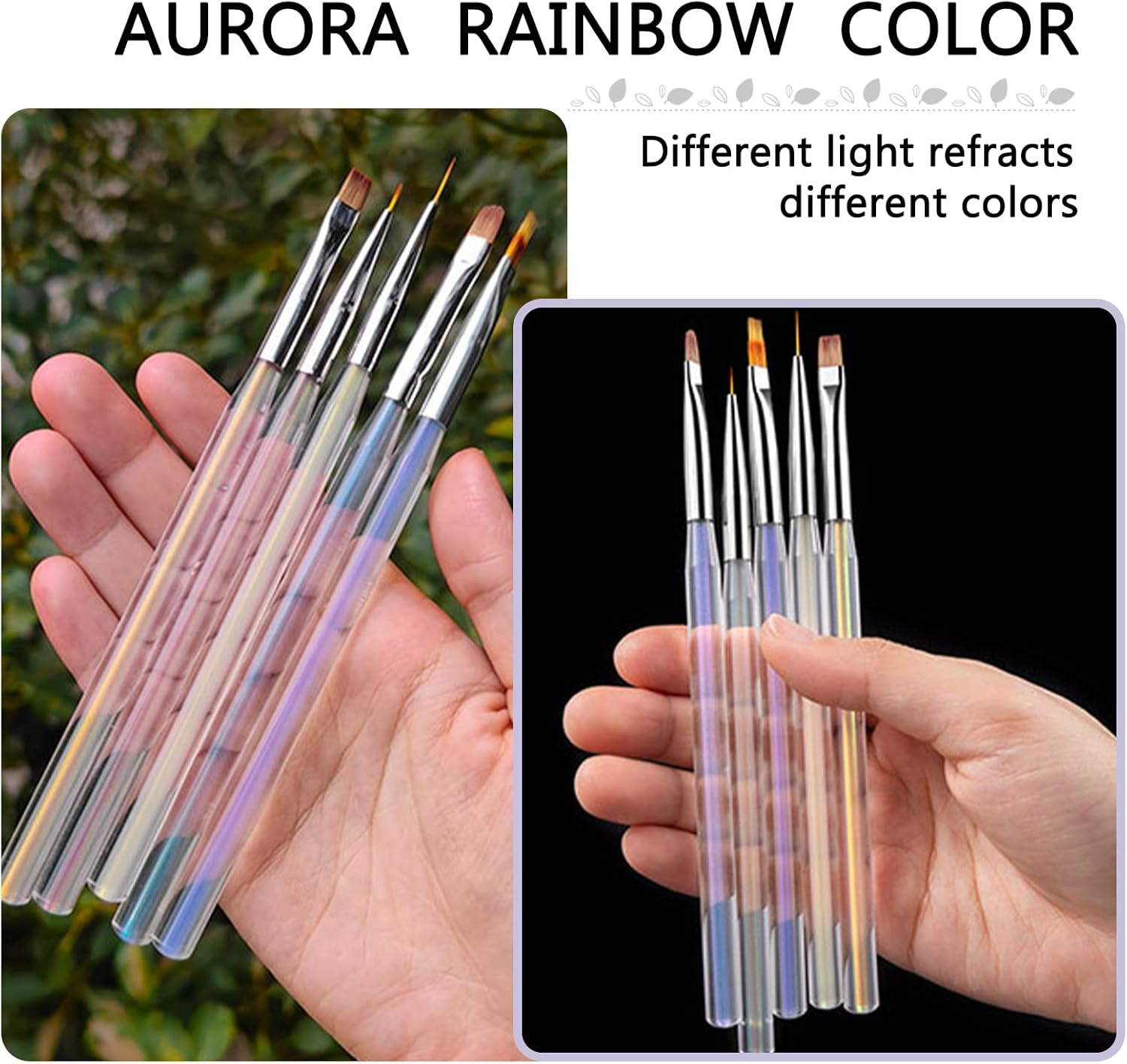 BQAN 5Pc Nail Art Brushes Nail Ombre Brush Nail Design Painting Brushes UV Gel Nail Brush Professional Nail Art Design Brushes Set image number 3