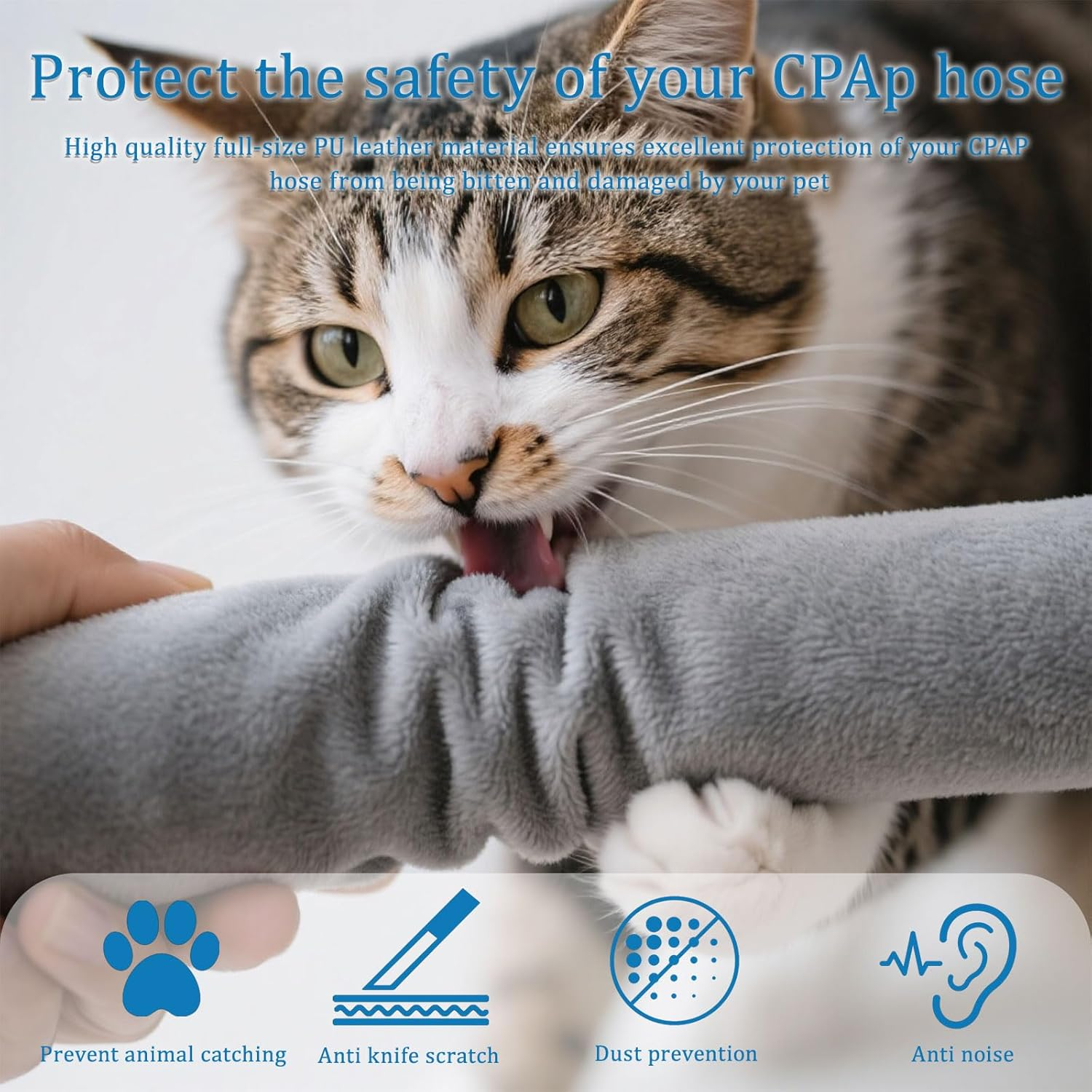 6.3Ft CPAP Hose Cover for Resmed Climatelineair Airsense 10 & 11, Waterproof CPAP Hose Cover, Double-Sided Wrap Full Zipper,Universal Heated Tubing Protection and Prevent Condensation Cover (Gray) image number 3