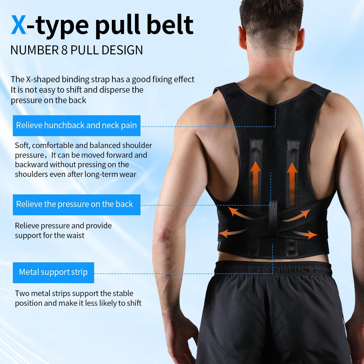 Back Brace and Posture Corrector for Women Men, Shoulder Straightener, Adjustable Full Back Support for Upper and Lower Back Pain Relief - Scoliosis Hunchback Hump Thoracic Spine Corrector (Black, M) image number 6