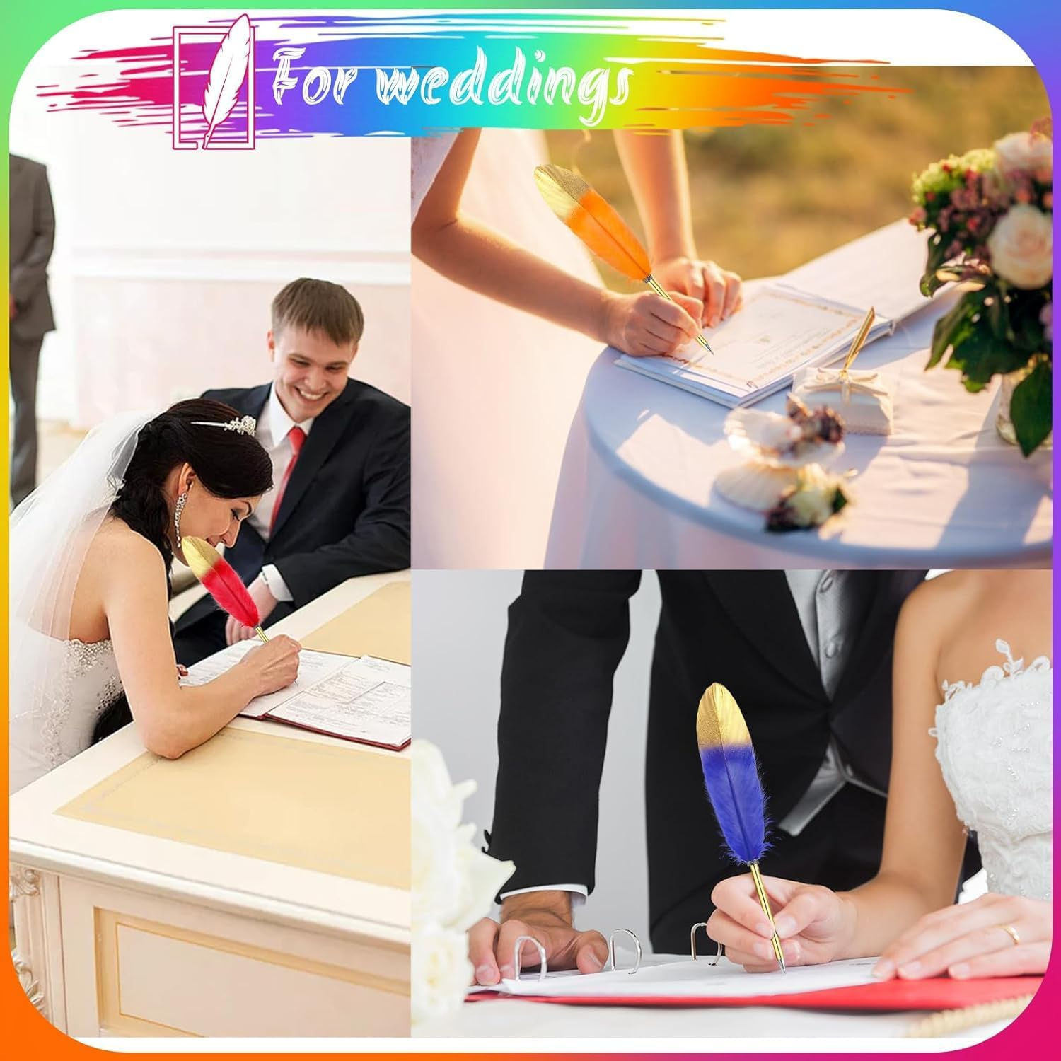 12Pcs Feather Ballpoint Pen,Harry Potter Party Favors, Feather Ballpoint Pens for Guest Signature, School, Office, Wedding Bridal Party Supplies.