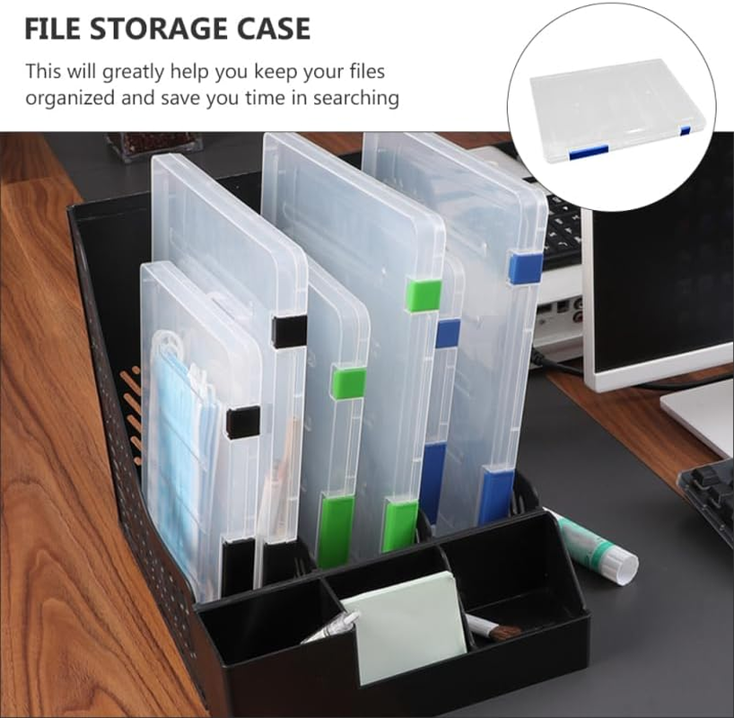 4Pcs A4 Document Boxes Portable File Organizers Clear Plastic Storage Containers for Home Office and Travel image number 5
